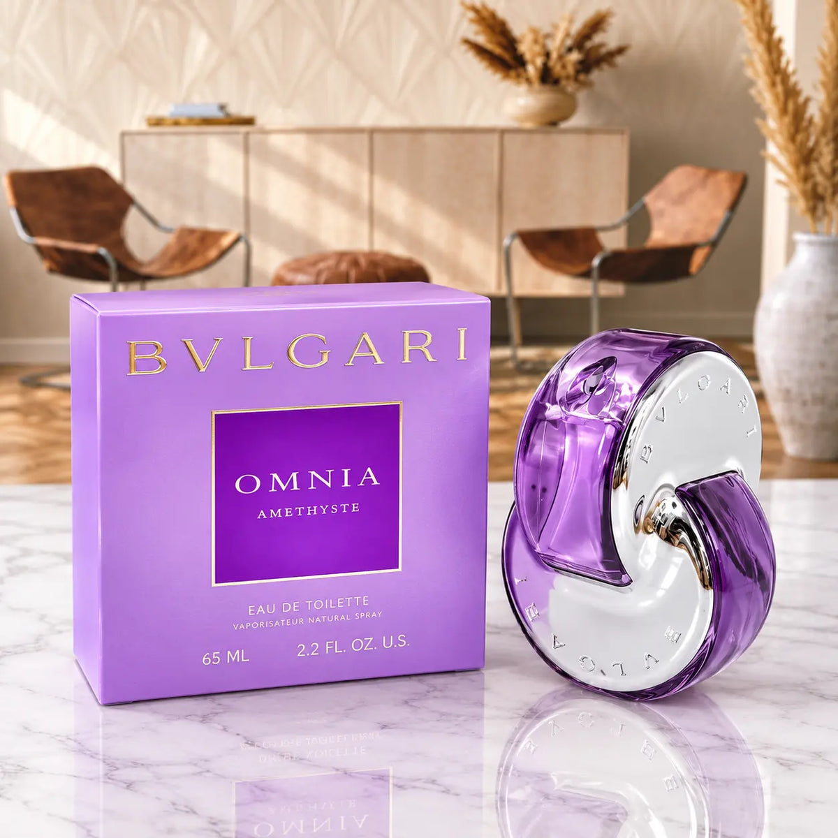Bvlgari Omnia Amethyste Eau de Toilette 65ml perfume bottle and box