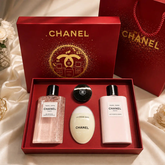 Chanel Paris-Paris 4-piece beauty gift set with shower gel body lotion hand cream and lip care