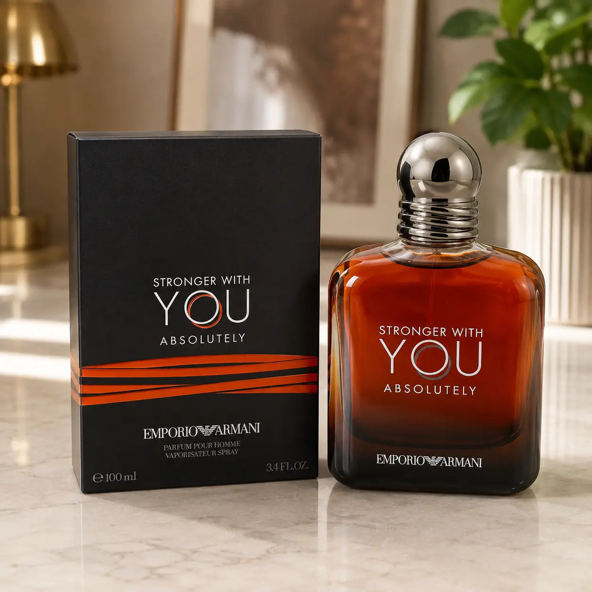 Emporio Armani Stronger With You Absolutely Parfum 100ml perfume bottle and box