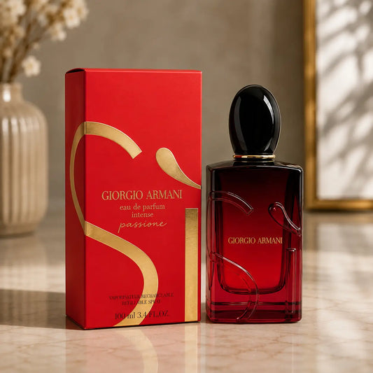 Giorgio Armani Sì Passione Eau de Parfum Intense 100ml red perfume bottle and box
