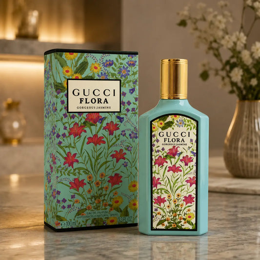 Gucci Flora Gorgeous Jasmine Eau de Parfum 100ml bottle and box