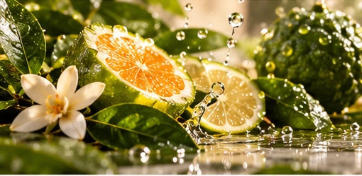 Citrus slices and fresh green botanicals